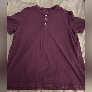 American Eagle Outfitters Men's Purple Henley Shirt